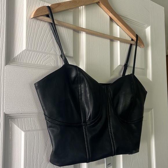 express faux leather body contour crop corset NWT - Picture 3 of 6